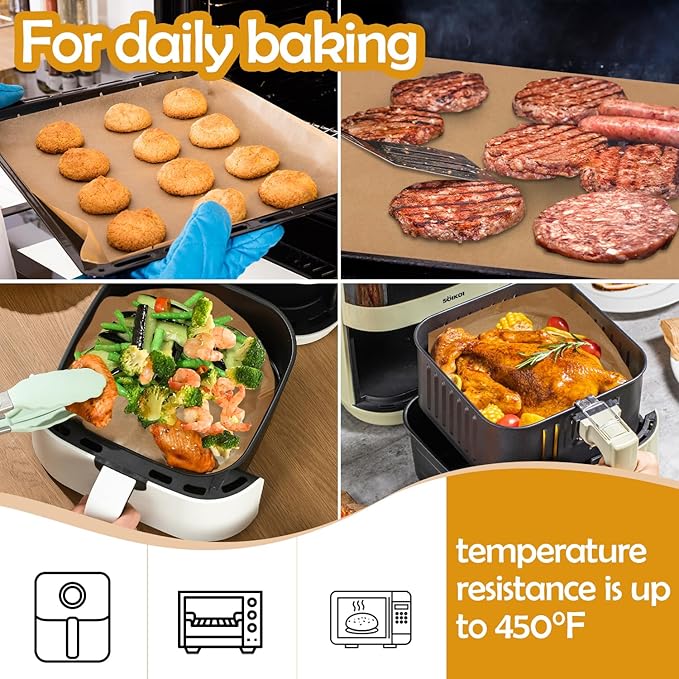 600Pcs Unbleached Parchment Paper Sheets for Baking, 12 x 16 Inch, Non-Stick Precut Half Sheet Parchment Paper for Baking, Cooking, Air Fryer, Oven (brown-12" x 16"-600pack)
