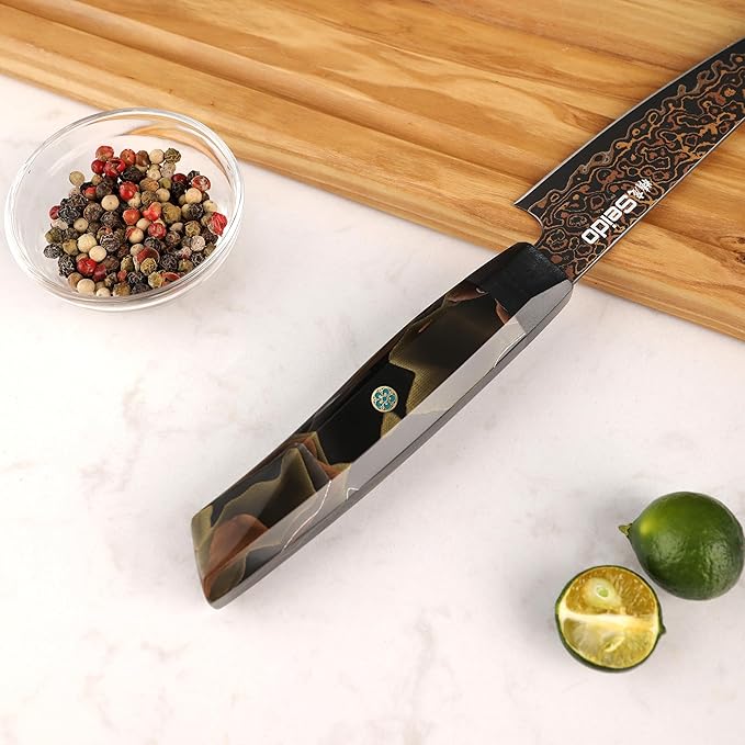 Seido Knives Kurogane 5" Petty Knife – Hand-Forged Japanese Utility Knife with VG-10 Core & 37-Layer Damascus Steel, G10 Copper Handle