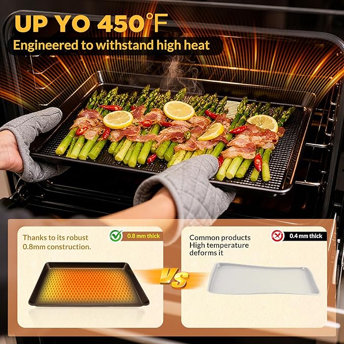 Saker nonstick baking sheet pan set,Multi-Use Non-Stick Baking Pan Set, Stackable Carbon Steel Cookie Sheets for Even Baking, Roasting & Meal Prep, Oven Safe & Easy Clean (black)