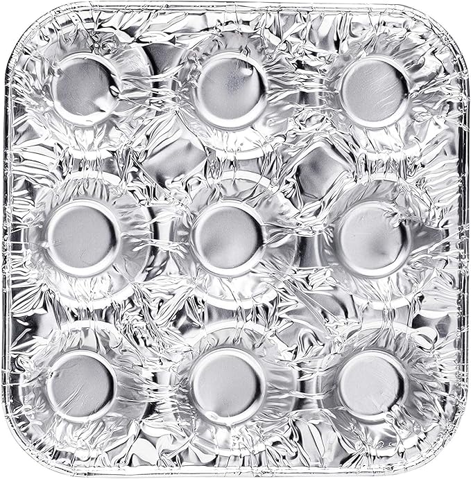 9-Cavity Mini Cupcake and Muffin Pans | Disposable Aluminium Baking Pans | Use for Baking Mini Muffin, Cupcake, Cake | For Weddings, Parties, Birthdays, Gatherings (12 Pack)
