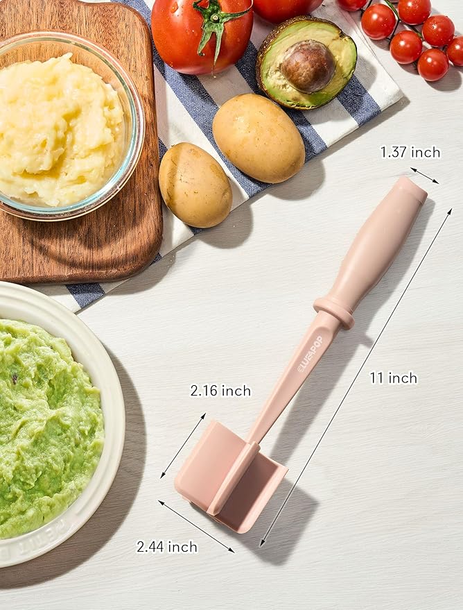 Nylon Hamburger Chopper, 5 Curve Blades Meat Masher Tool for Ground Beef, Turkey and More, Heat Resistant Non-scratch Utensil
