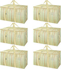 BALEINE 6-Pack Oversized Moving Bags with Reinforced Handles, Heavy-Duty Storage Tote for Clothes, Moving Supplies (Color Strip, 6-Pack)