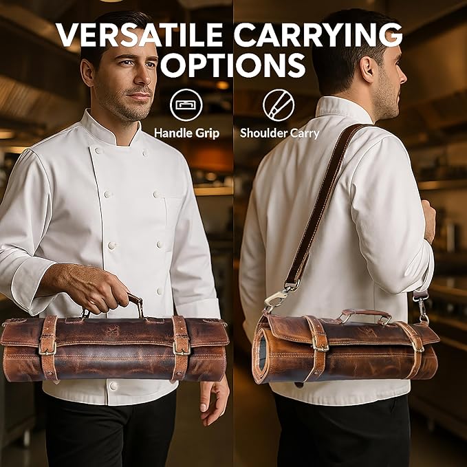 Rustic Town Genuine Leather Chef Knife Roll All Purpose Chef Roll