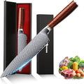8" Chef's Knife, Japanese Damascus Chefs Knife 67 Layers High Carbon VG10 Steel Core with Wood Ergonomic Handle, Gift Box