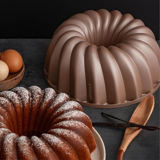 HAPPIELS 10 Cup Fluted Tube Cake Pan Nonstick, PFOA Free Fluted Cake Pan for Baking, Pound Cake Mold for Oven, Cake Molds And Cake Pans, Tube Mold, Pound Tin (Classic)