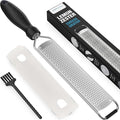 Lemon Zester & Cheese Grater – Sharp Stainless Steel Grater for Citrus, Parmesan, Garlic, Chocolate & Ginger, Non-Slip Grip, Safety Cover & Cleaning Brush