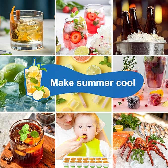Ice Cube Tray with Lid 5 Pack, 60 Cubes Silicone Ice Cube Trays for Freezer, BPA-Free Easy Release Ice Molds, Stackable Dishwasher Safe Ice Cube Trays for Cocktails, Coffee & Drinks