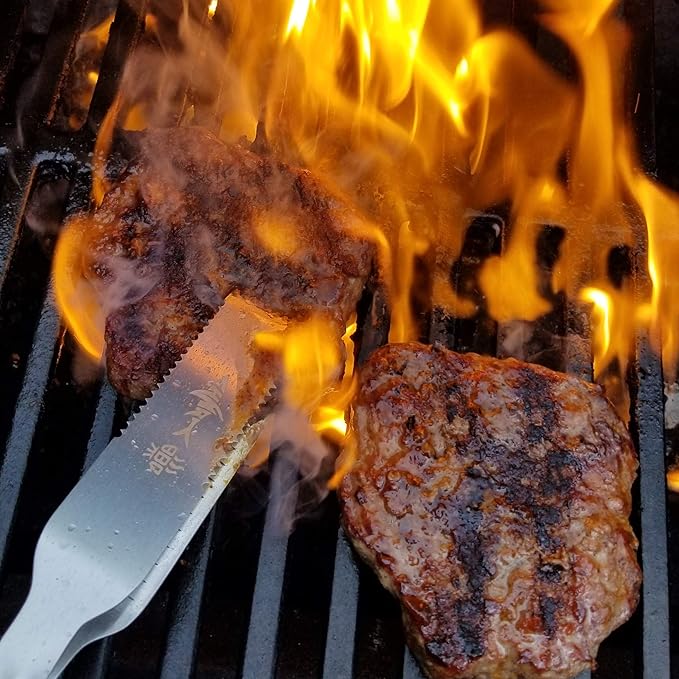 Shark BBQ Steak Grilling Tongs - 17 inch Red. Professional outdoor grilling utensil. Long Reach Barbeque Grilling Tongs. Ideal for kabobs, fish, burgers, and sausage