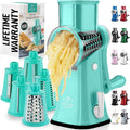 Zulay Kitchen Rotary Cheese Grater 5 Blade Cheese Shredder - Manual Hand Crank Cheese Grater With Reinforced Suction & 5 Interchangeable Drums - Easy to Use, Vegetable Chopper Round Mandoline Slicer