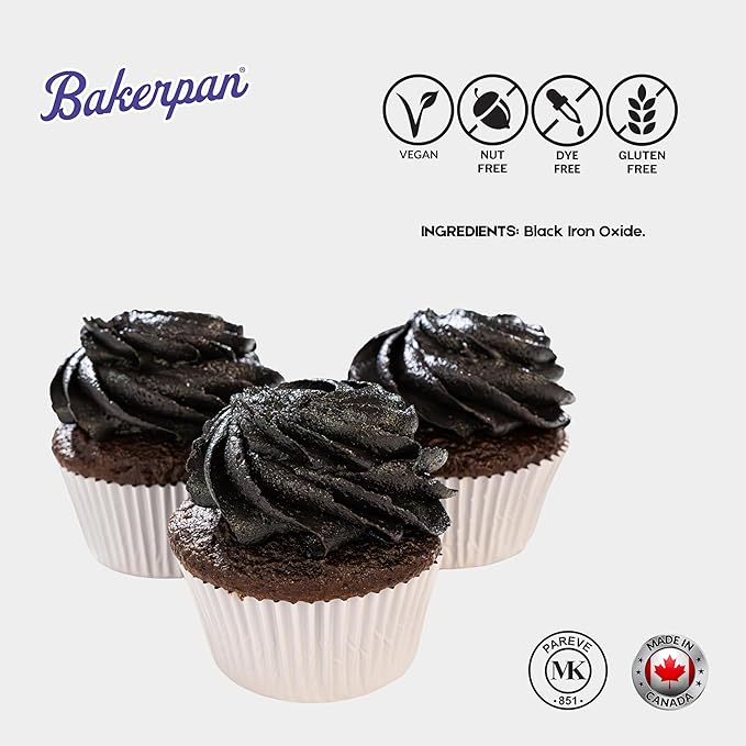 Bakerpan Black Oil-Based Food Coloring Powder - 30 g - Chocolate Food Coloring, Dye-Free Coloring for Candy, Icing, Cakes