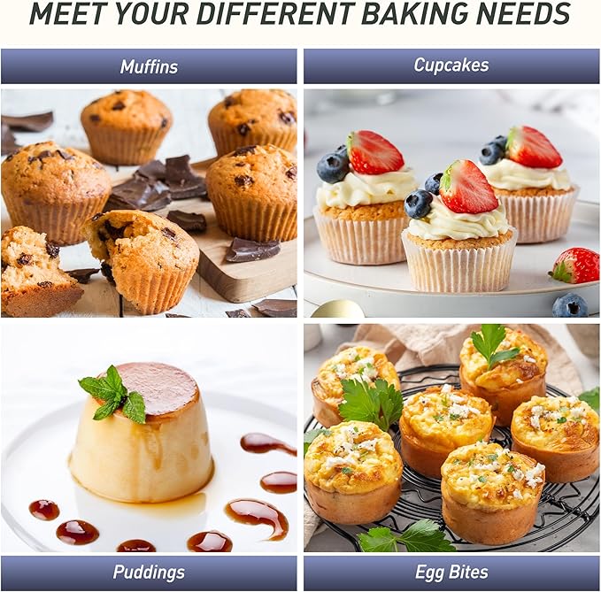 2 Pack 6 Cups Jumbo Muffin Pan with Metal Reinforced Frame Silicone Molds Egg Bites Silicone Circle Cookie Molds Extra Large Muffin Tin Jumbo Tart Pans Baking Sheet Set for Sandwiches