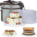 12 Inch Cake carrier Container with Lid and Handles Includes Insulated Bag for Safe Transportation of Buttercream Doesn't Melt Easy for Cakes, Pies and Cupcakes (Grey)