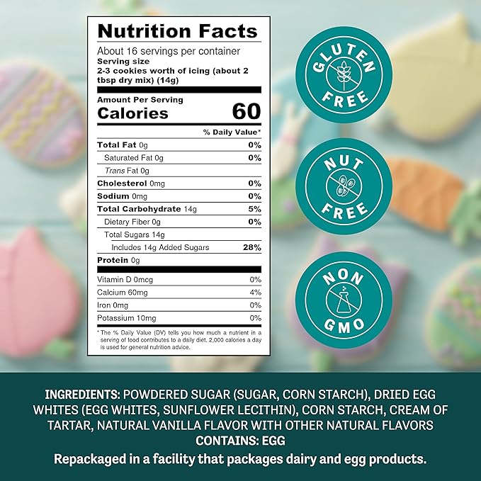 Judee's Gluten Free Royal Icing Mix - Easy Mixing with Meringue Powder - For Sugar Cookie Decorating & Cookie Icing - Gluten Free Meringue Powder & Nut Free Baking Mix - 8 Oz