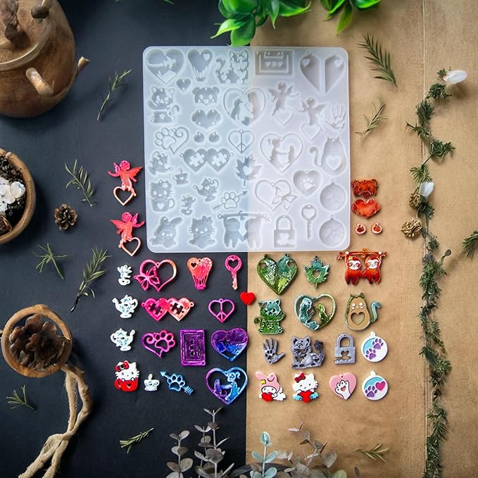 37PCS resin molds silicone hearts uv resin Epoxy Resin Molds silicone molds for resin Resin Molds Silicone Clearance Resin Mold for DIY Silicone Molds for Crafts Silicone Molds for Epoxy Resin
