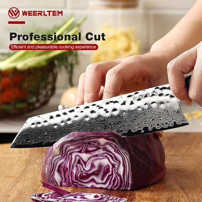 Kiritsuke Chef Knife 8 Inch, Hand-forged 67-Layer VG10 High Carbon Steel Japanese Damascus Chef Knife, Ultra Sharp Hammered Damascus Chef Knife with Octagonal Ebony Handle & Gift Box
