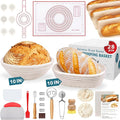 Aliggbent 28Pcs Sourdough Bread Baking Supplies, 10'' Round & 10'' Oval Banneton Bread Proofing Baskets with Liners, Starter Bread Making Tools Kit Proofing Bowls for Sourdough Rising and Baking