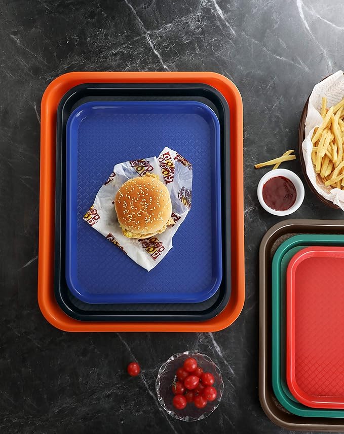 New Star Foodservice Fast Food Tray, Set of 12 (Red, 10 by 14 Inch)