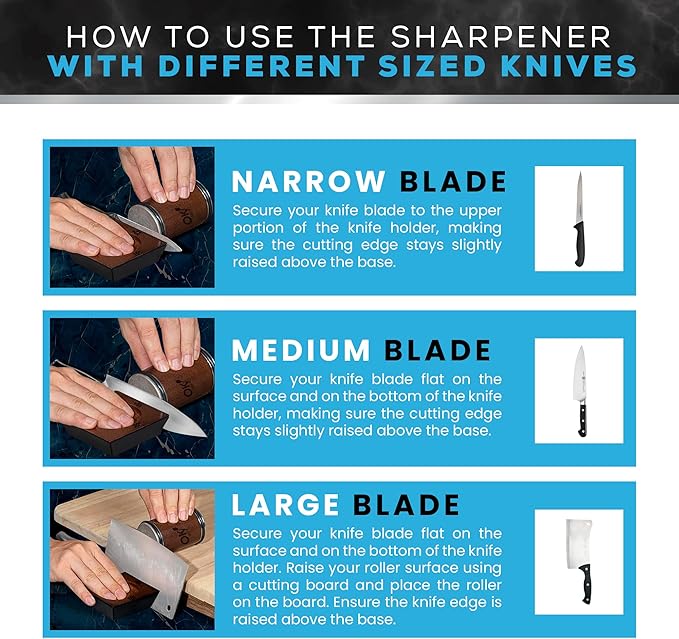 Rolling Knife Sharpener with doble side Leather Strop and 15,18, 20 & 22 Degree Angles -Knife Sharpener Kit- Roller Knife Sharpening System with Stand Holder Rust Rubber Eraser