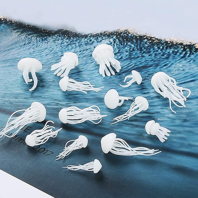 Woohome 20 PCS 3D Mini Jellyfish Mini Whale Resin Mould Filler Resin Casting Moulds Fillers, 3D Resin Filler Art Craft Supplies Epoxy Moulds for Jewelry Making Supplies, Art Resin Crafts DIY