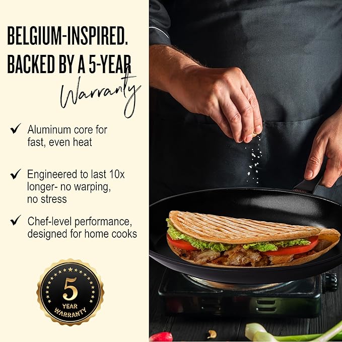 Alva Energy Nonstick Ceramic Fish Pan 13.7" - Lightweight, Easy to Clean and Made without PFAS, PFOA & PTFE - Induction and All Stovetop Compatible with Even Heat Distribution