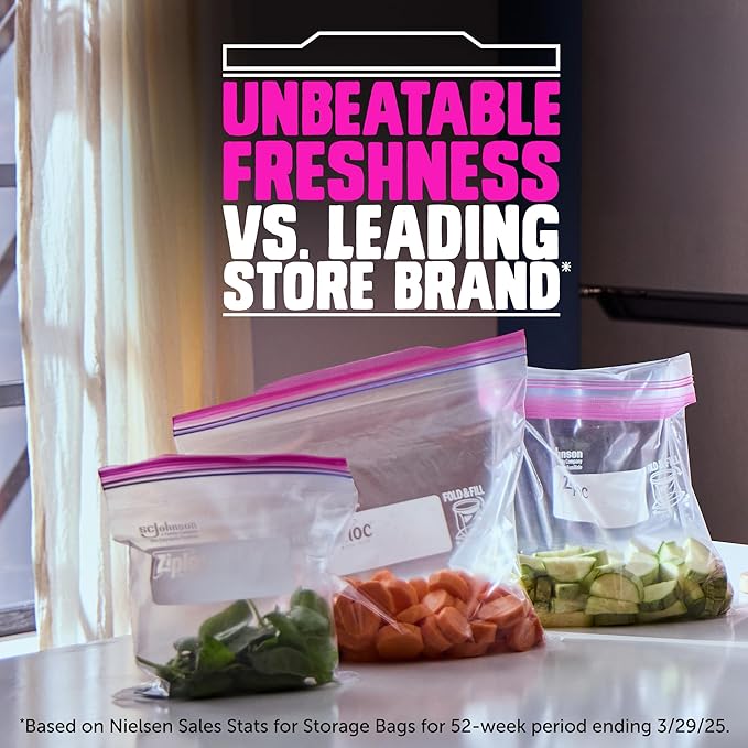 Ziploc Gallon Food Storage Bags, Stay Open Design with Stand-Up Bottom, Easy to Fill, 81 Count (Packaging May Vary)