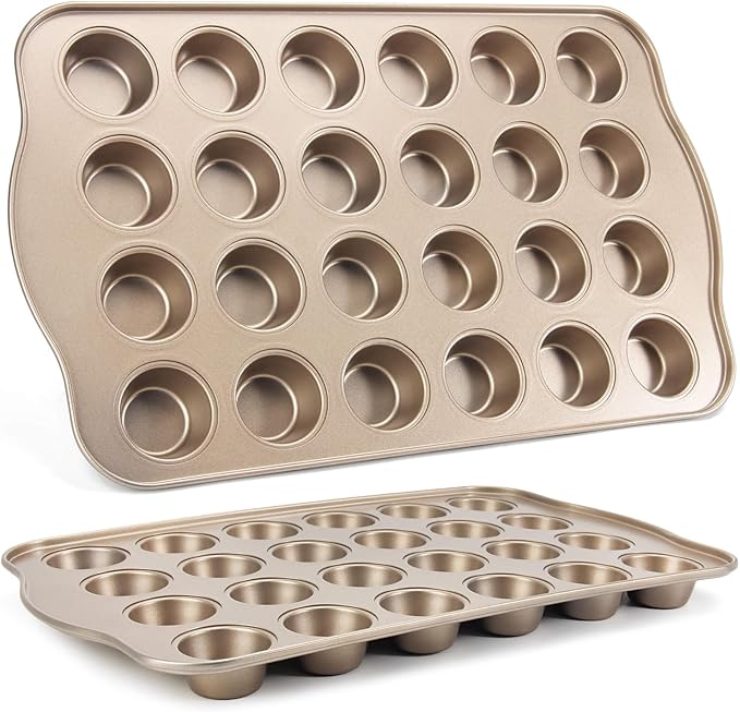 Cupcake Pan Nonstick 2 Pack (Gold, Mini 24 cup)