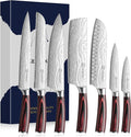 KEEMAKE Kitchen Knife Set, Ultra Sharp Chef Knife Set 7-Piece, High Carbon Stainless Steel Chefs Knife Set, Professional Knives Set for Kitchen with Pakkawood Handle and Gift Box