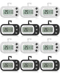 Frienda 12 Pack Black and White Digital Fridge Thermometer Waterproof Refrigerator and Freezer Room Max/min Record Function LCD Screen Refrigerator Thermometer with Hook and Magnetic Back for Home