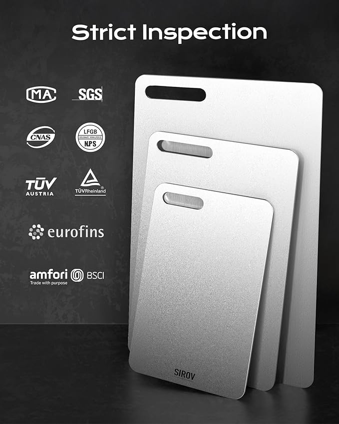 Titanium Cutting Board, 100% Pure Titanium Cutting Boards For Kitchen, Best Non Toxic titanium chopping board, Dishwasher safe, Hygiene and Durability for Meat, Fruit, and Vegetables (12.5L*8W)