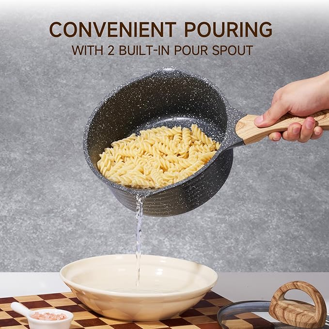 JEETEE 2 Quart Sauce Pan with Lid, Non Stick Small Pot with Coating, Masterclass Cookware Sauce Pot for Cooking, PFOA/PFOS Free