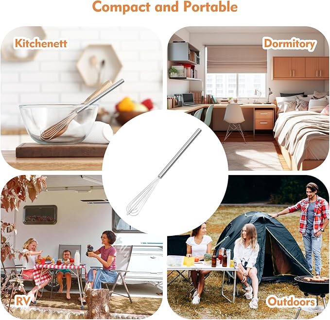 1 PCS Mini Whisk, Compact Small Whisk Essential for Eggs, Sauces and Coffee Prep, Durable Stainless Steel Small Whisks for Cooking