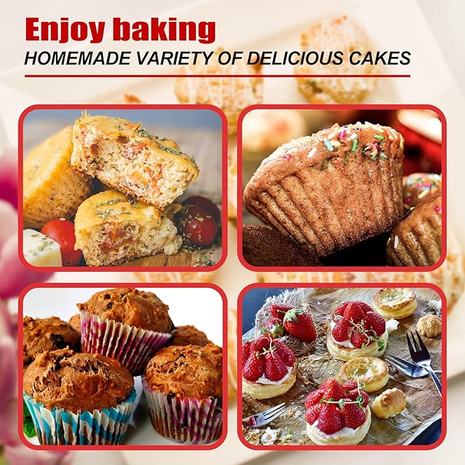 12 Cup Silicone Muffin Pan，Regular Size Cupcake Pan Great for Making Muffin Cakes, Bread, Tart - Piping Bags and Tips Set，Silicone Baking Cups-2 Pack