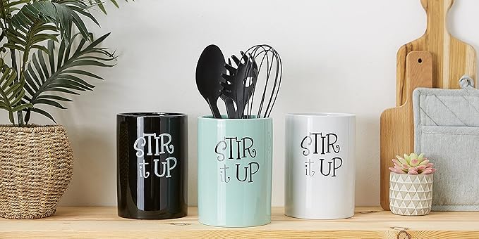 DII Kitchen Accessories Retro Collection, Ceramics, Utensil Holder, White