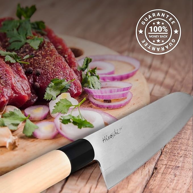 HIROSHI Sushi & Sashimi Knife Set 4-Piece High Carbon Stainless Steel Japanese Chef Knives with Beech Wood Handle Professional Kitchen Knife Set for Precision Cutting
