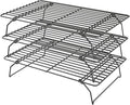 Cooling Racks for Cooking and Baking - 3 Tier Stackable Grid Wire Baking Rack for Oven Cooking, Baking, Grilling, Roasting - Dishwasher Safe Bacon Rack - Black