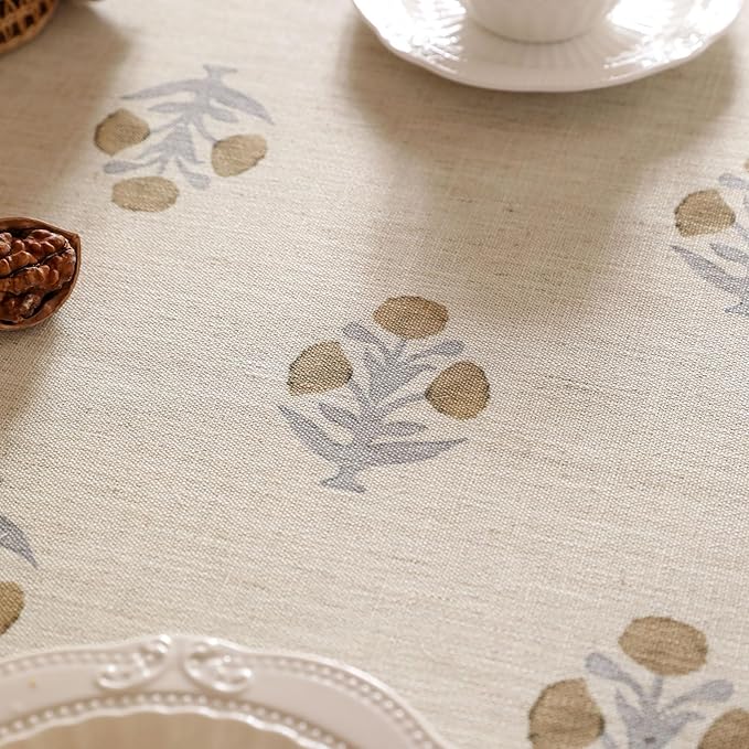 patdrea Designer Beige Extra Long Tablecloth for Rectangle Table,Elegant Linen Floral Pattern French Table Cloth,Decor Cover for Kitchen Dining Christmas,Thanksgiving,Party,67"x118"-Istana a