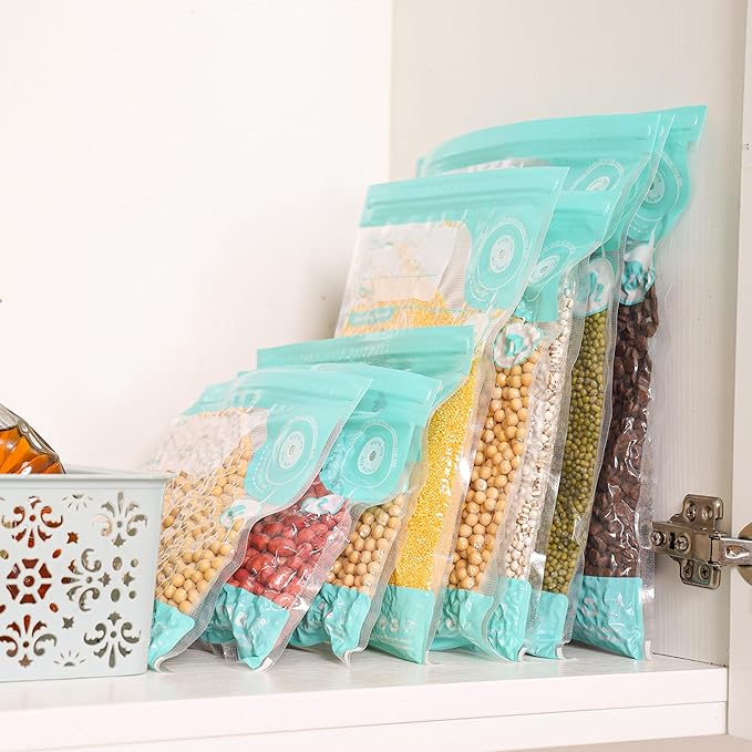 Sous Vide Bags Reusable, 20 PCS BPA Free Food Vacuum Sealer Bags, Double-sided 20C, Vacuum Zipper Bag for Sous Vide Cooking, 20pcs food storage bags & 4 Seal Clips (7.9x 11.8 Inch)