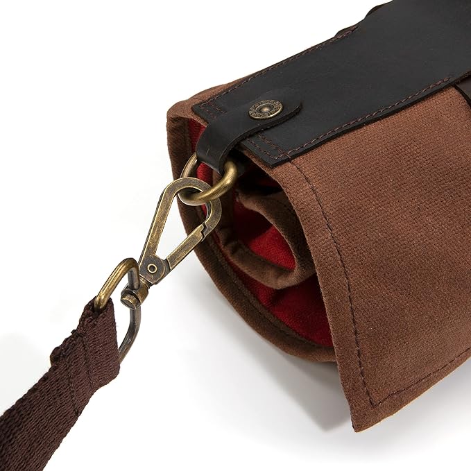 Dickies Chef Knife Roll Bag Portable Organizer and Cutlery Storage Roll, Waxed Canvas and Leather, Large