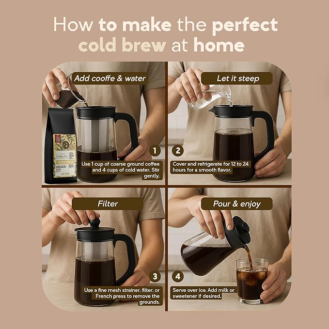 French Vanilla - Flavored Cold Brew Coffee Grounds for Coarse Grind for French Presses - Inspired Coffee Co. Local Coarse Ground Coffee for Cold Brew - Resealable Bag 12 oz (Pack of 2)