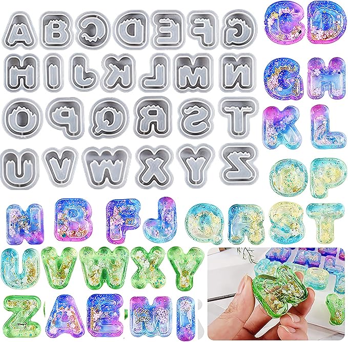 26 Pack Small Matte Letter Mold Set - Alphabet, Animal & Clay Molds for Resin Casting, Candle Making & Home Decor