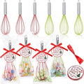 6 Sets 10 Inch Christmas Whisks Gifts DIY Fillable Christmas Tree Ornaments Xmas Colored Silicone Whisks for Cooking Heat Resistant Egg Beaters with Card Rope Bag for Candy Holder