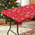 homing Rectangle Table Cloth Cover, Waterproof Polyester Elastic Fitted Tablecloth, Fits for 8 Foot Folding Tables, Washable Table Protector for Christmas, Holiday, Party (Snowflakes, 30" x 96")