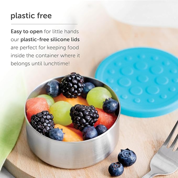 LunchBots 4.5 oz Stainless Steel Dressing Container for Condiments, Dips, Snacks, Dipping Sauce Cups with Silicone Lid, Fits in Lunch Bags and Bento Boxes - Set of 2 (Purple)