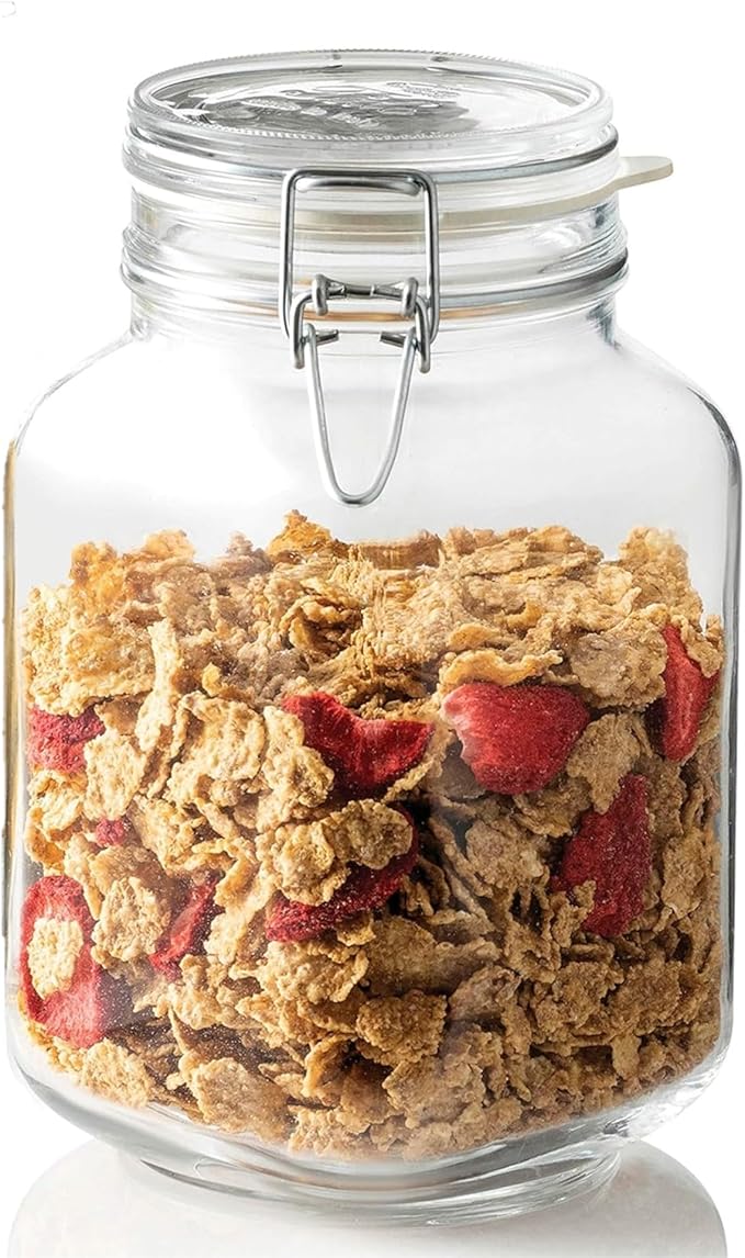 Bormioli Rocco Fido Glass Jar - 67.75 oz Large Airtight Container with Clamp Lid & Rubber Seal, BPA-Free Italian Jar for Fermentation, Kombucha, Sauerkraut, Pickles, Kefir & Homemade Beverages