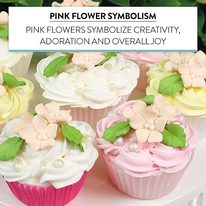 Global Sugar Art Blossoms and Leaves Edible Sugar Cake & Cupcake Flowers, Peach, Small Unwired, 24 Count with leaves by Chef Alan Tetreault