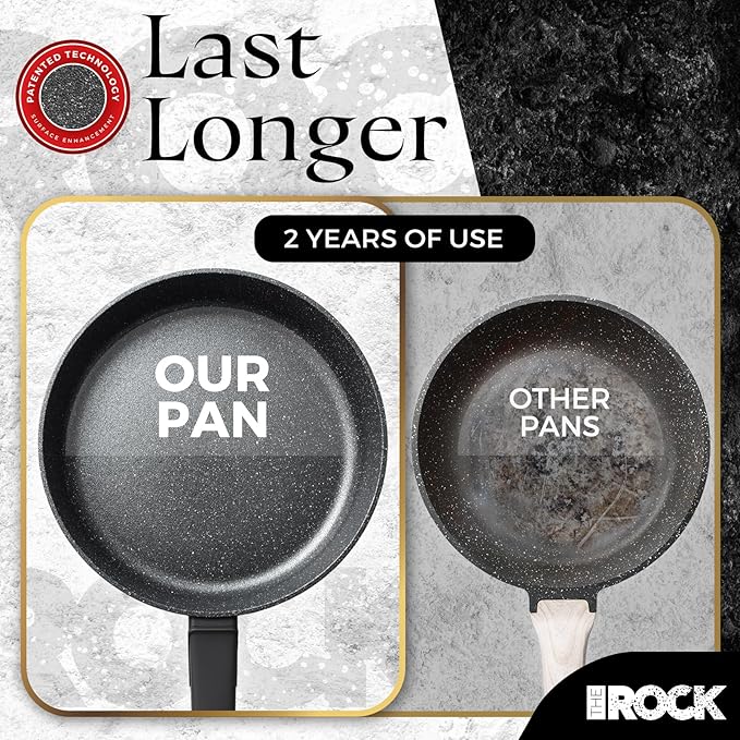 THE ROCK SOHO 12.5-Inch Nonstick Frying Pan – Compact for Urban Kitchens, Nothing Sticks, Never Warps, Lasts Longer, Oven & Dishwasher Safe, Black