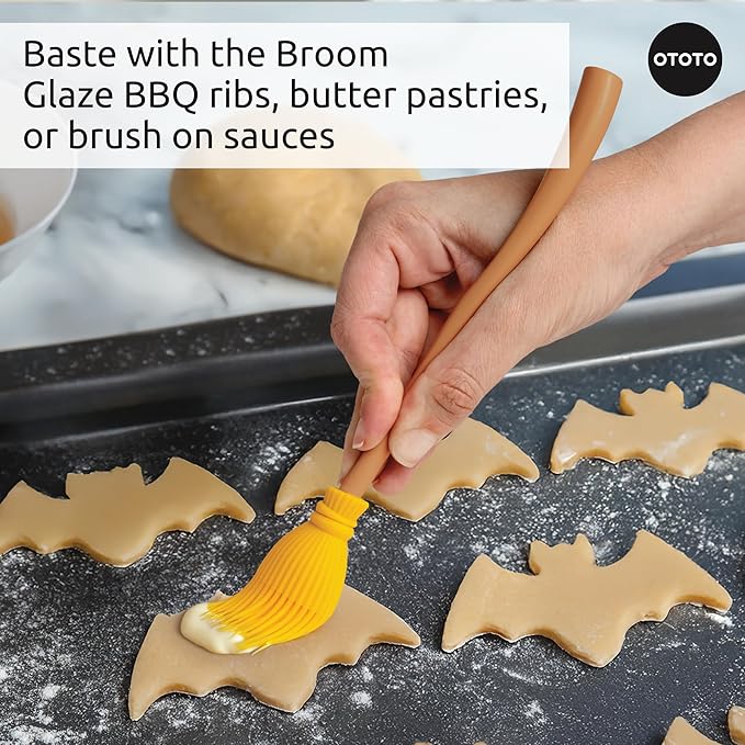 NEW - OTOTO Witchin Pastry Brush and Baking Spatulas - Silicone Heat Resistant and Basting Brush, Cooking and Baking Spatula, Spooky Witchy Gifts, Gothic Kitchen Halloween Gifts, Cute Accessories