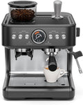 Chefman Crema Deluxe Espresso Machine with Double Boiler, Use Milk Frother and Brew Espresso Simultaneously, Professional Coffee Maker with Coffee Grinder and Steam Wand, 30 Grind Settings