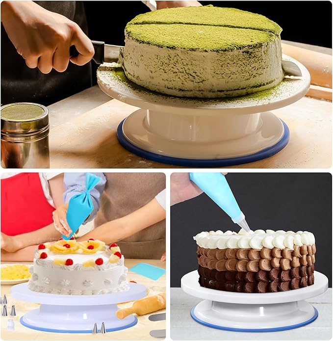 Uten 60PCs Cake Decorating Supplies Kit, Cake Decorating Stand Set with 11'' Cake Turntable, 48 Numbered Icing Piping Tips, 2 Spatulas, 3 Icing Comb Scraper, 1 Scissor, 1 Piping Bags, Baking Tools