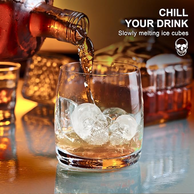 Ice Cube Tray Skull Shaped Silicone Ice Cube Molds Essential Bartender Accessory for Whiskey Cocktail Bourbon Lovers Eco Friendly Ice Cube Tray